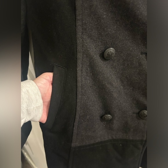 Guess Peacoat Women’s Medium Wool Blend Black Fuzzy Neck Winter - Picture 7 of 10